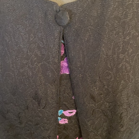 Vtg Sarah Elizabeth Black Teal Purple Embroidered Beaded Dress Jacket Set Sz 10 - Picture 3 of 11